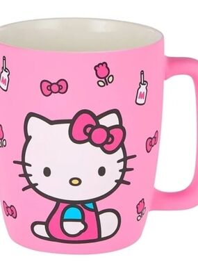 New Sanrio Hello Kitty Pink Mug with Bow & Tulip Prints 450 Ml